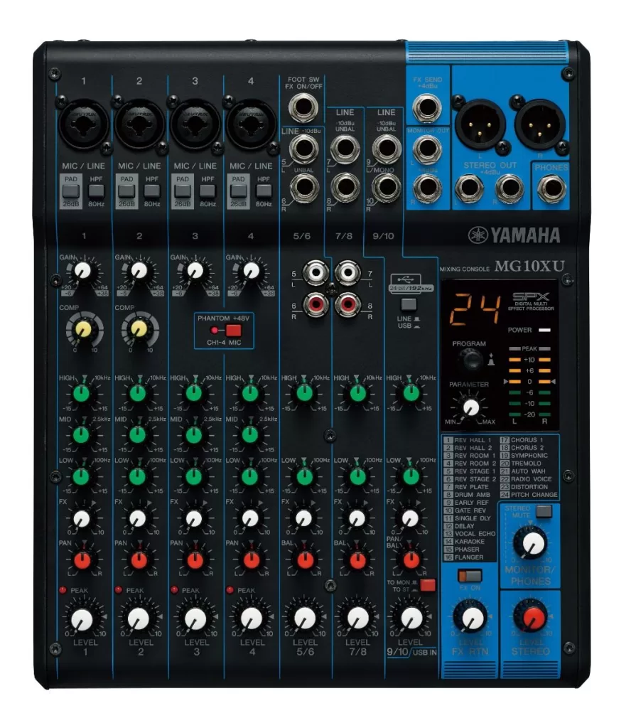 Yamaha MG10XU 10-channel mixer with USB and built-in effects