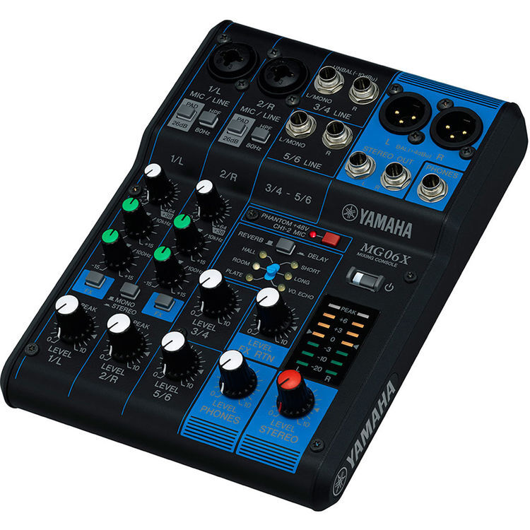 Yamaha MG06X six-channel mixer top panel