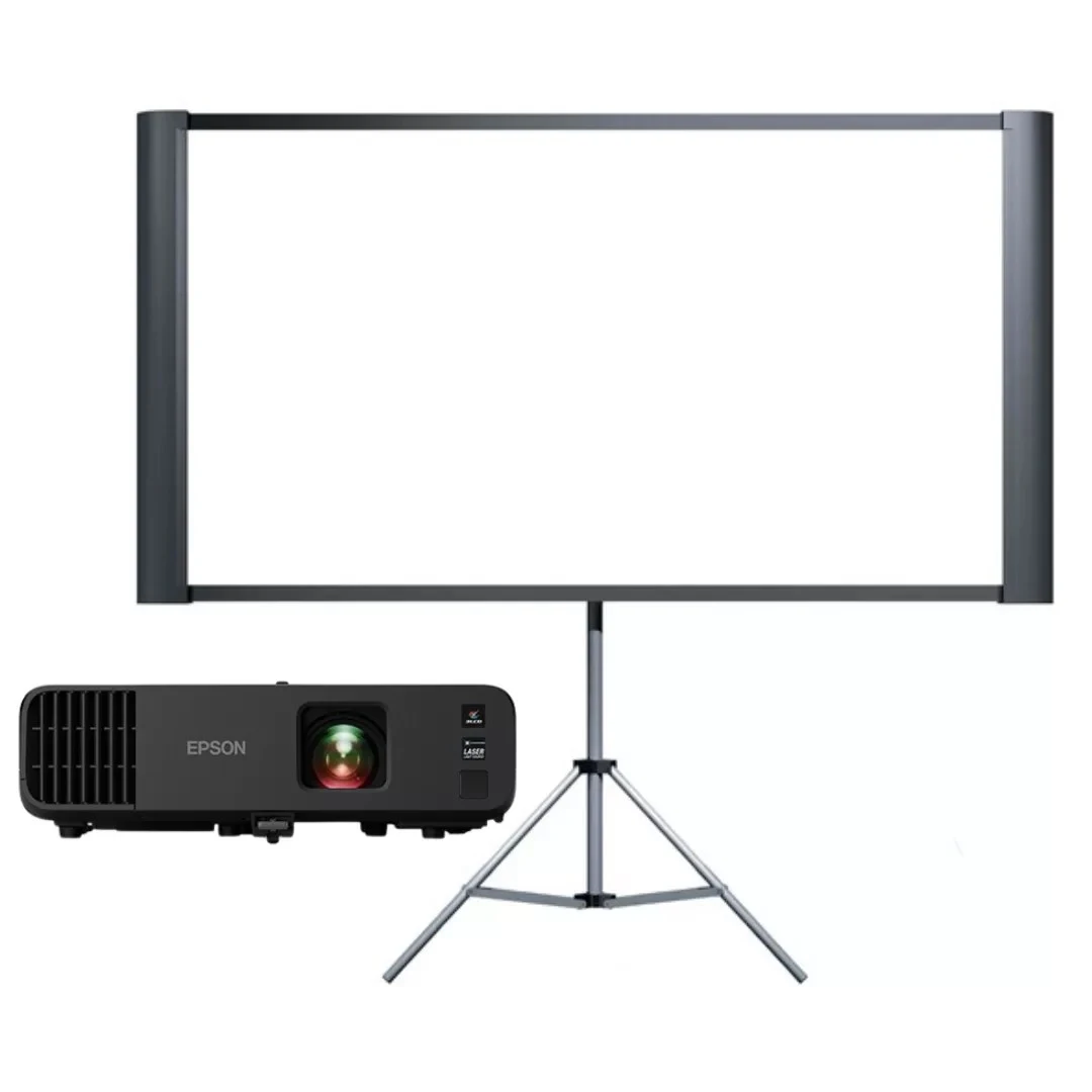 Epson projector package with projector and tripod screen
